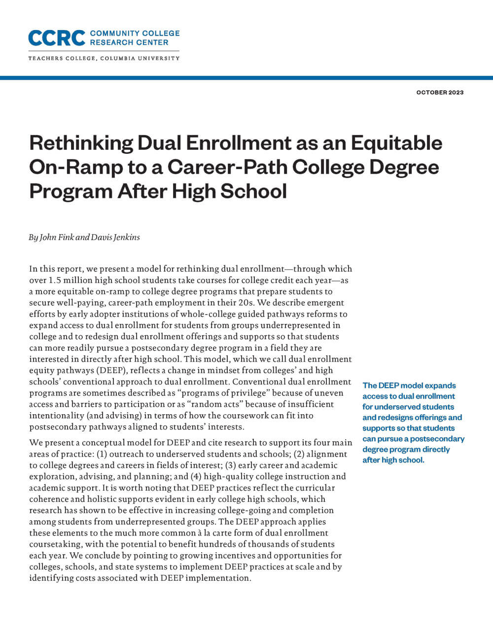 Rethinking Dual Enrollment as an Equitable On-Ramp to a Career-Path College Degree Program After High School