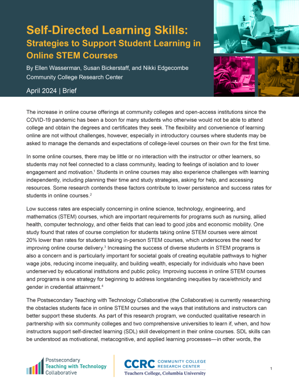 Self-Directed Learning Skills: Strategies to Support Student Learning in Online STEM Courses