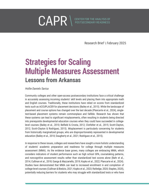 Strategies for Scaling Multiple Measures Assessment: Lessons from Arkansas